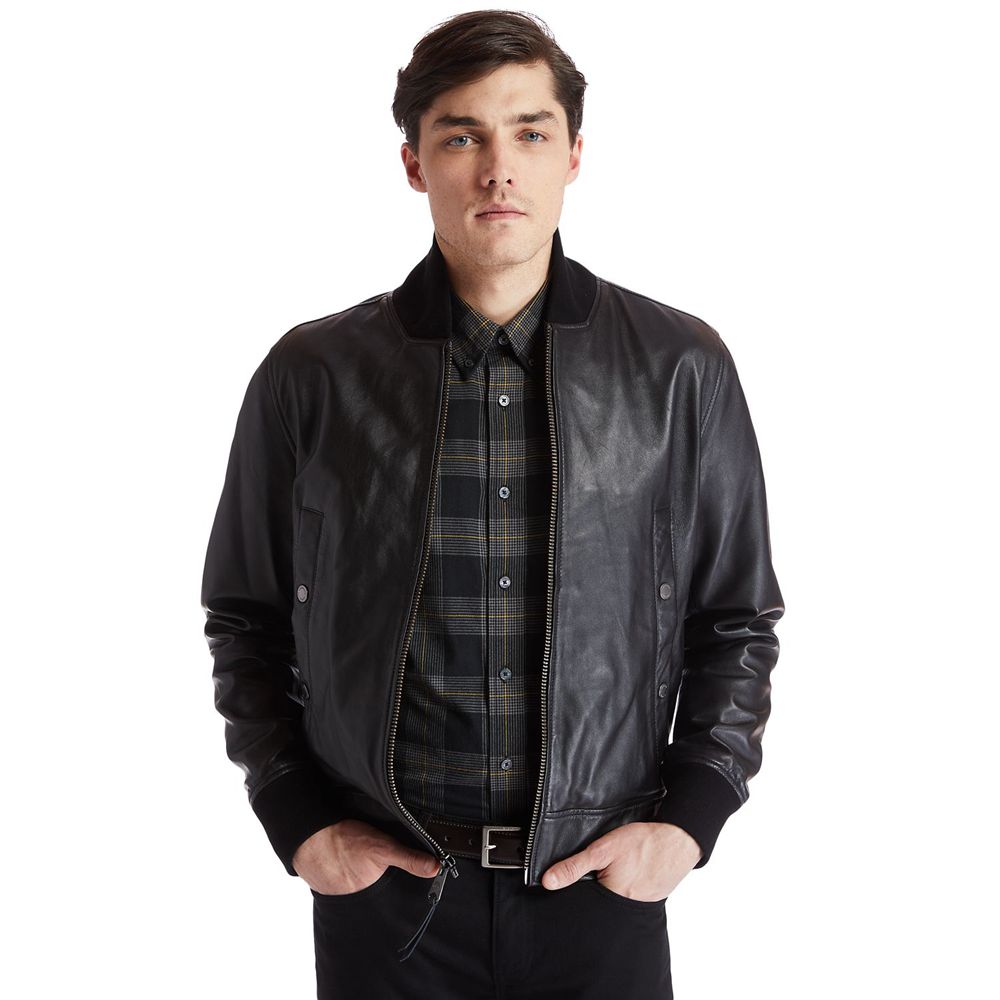 Timberland Mens Jackets Soft Leather - Black - India CR0183426